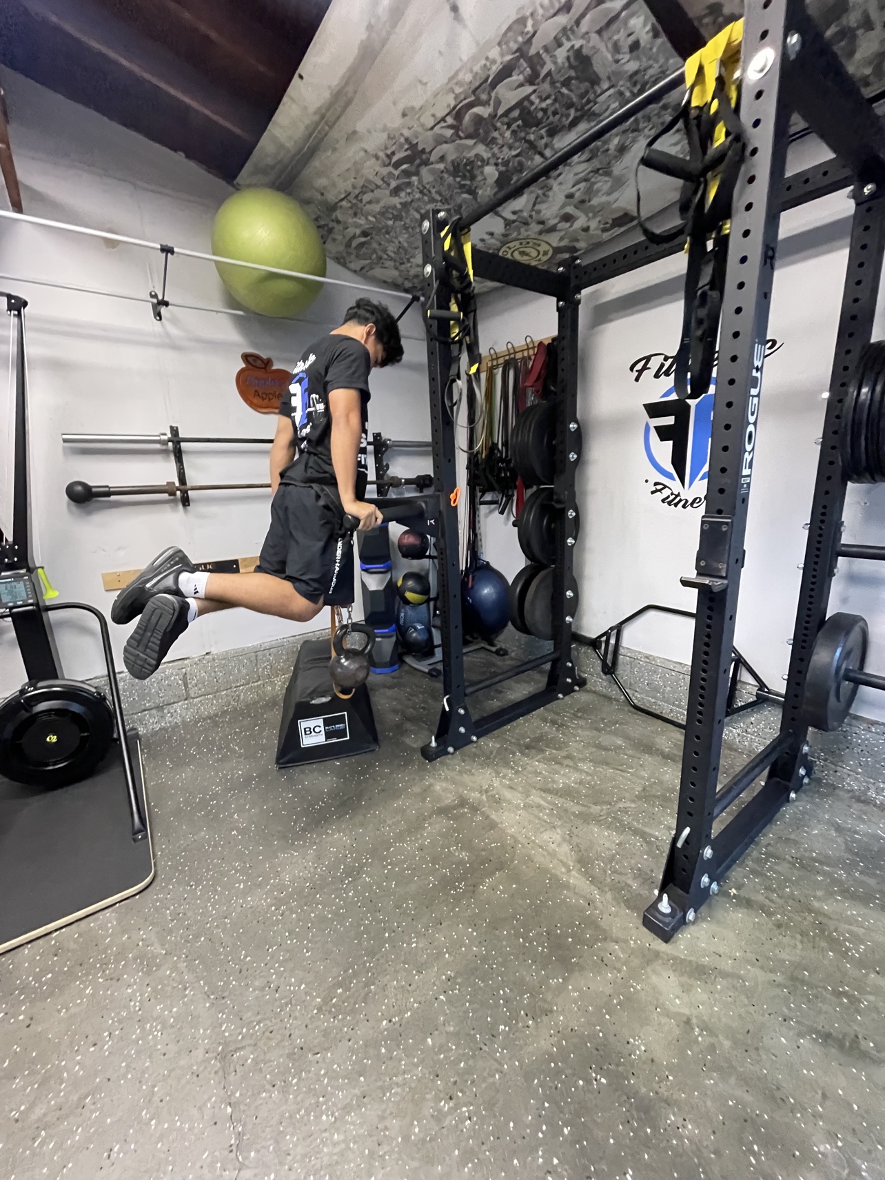 Athlete performing weighted dips